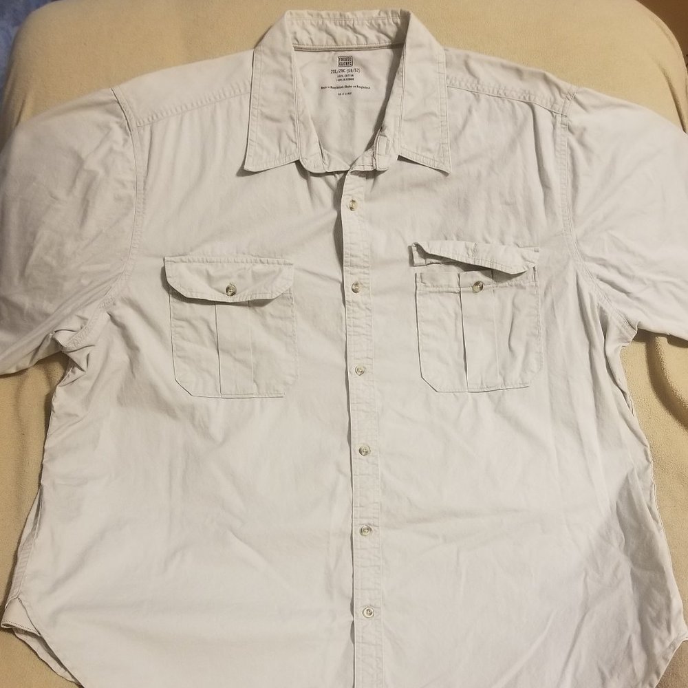 beige Faded Glory 2XL cotton men's shirt with pleated pockets